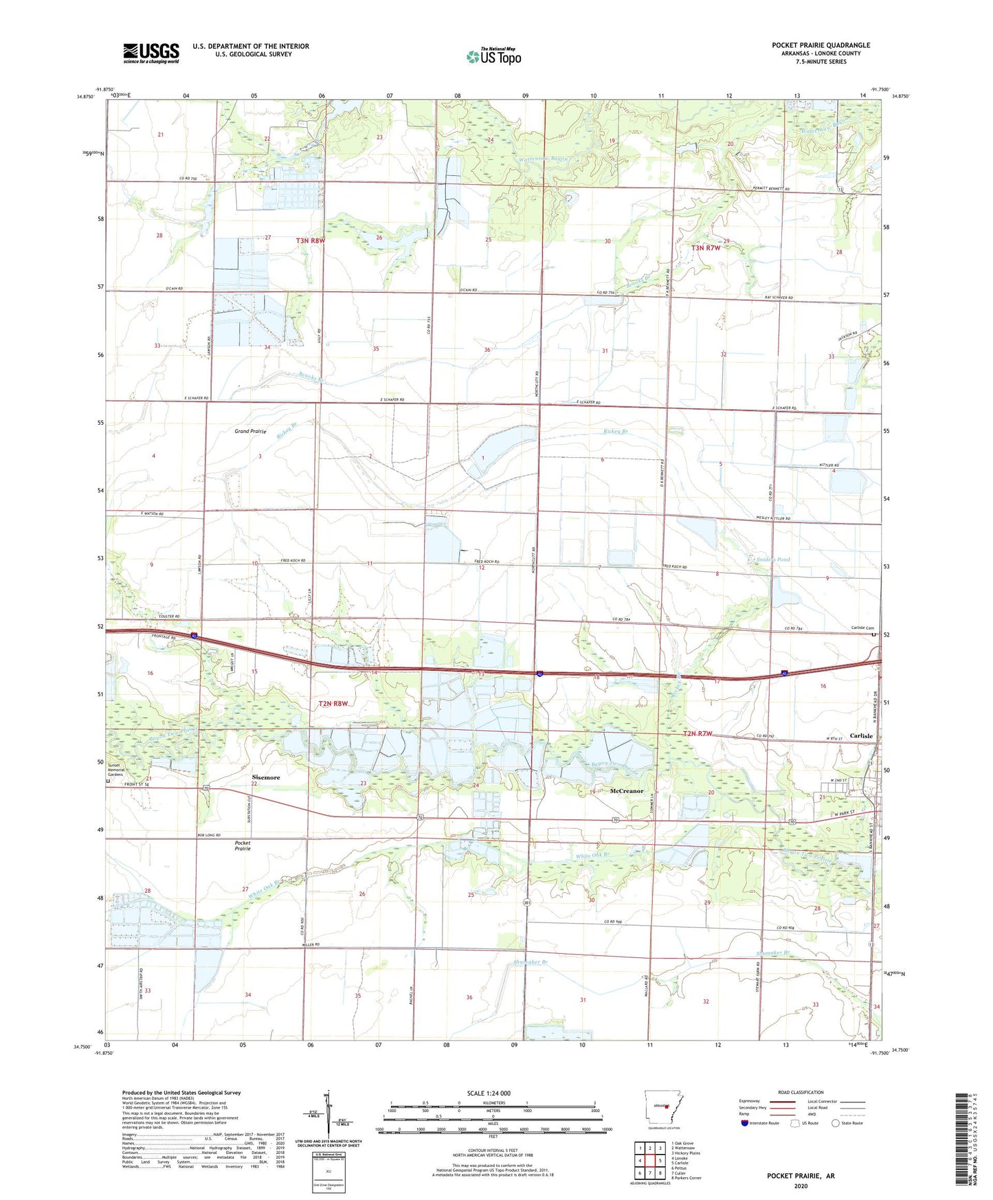 Pocket Prairie Arkansas US Topo Map Image