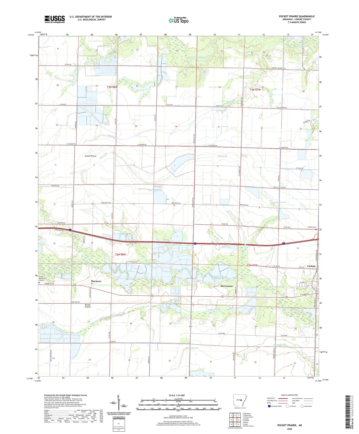 Pocket Prairie Arkansas US Topo Map Image