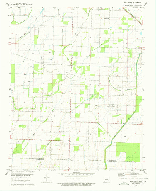 Classic USGS Podo Creek Arkansas 7.5'x7.5' Topo Map Image