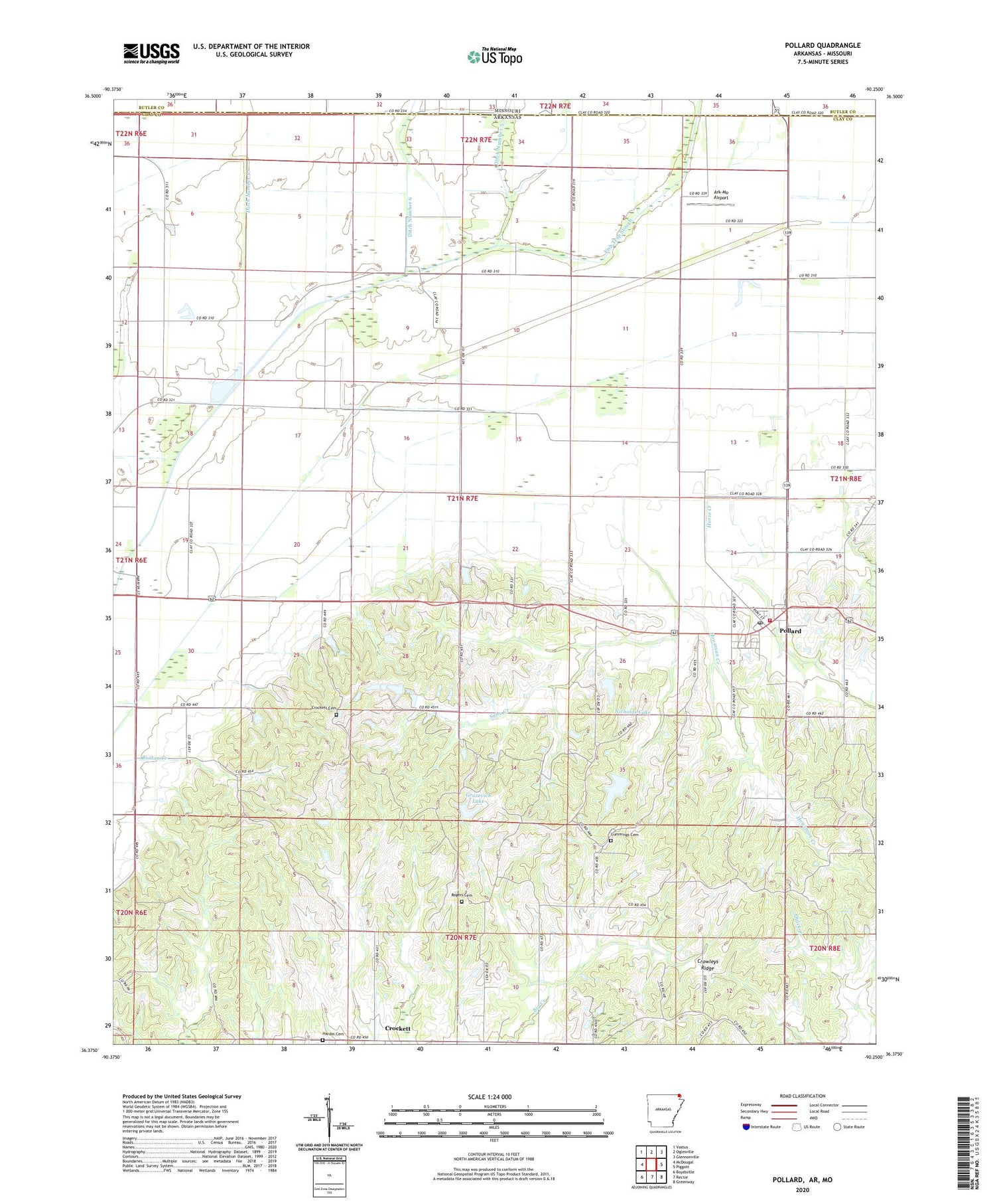 Pollard Arkansas US Topo Map Image