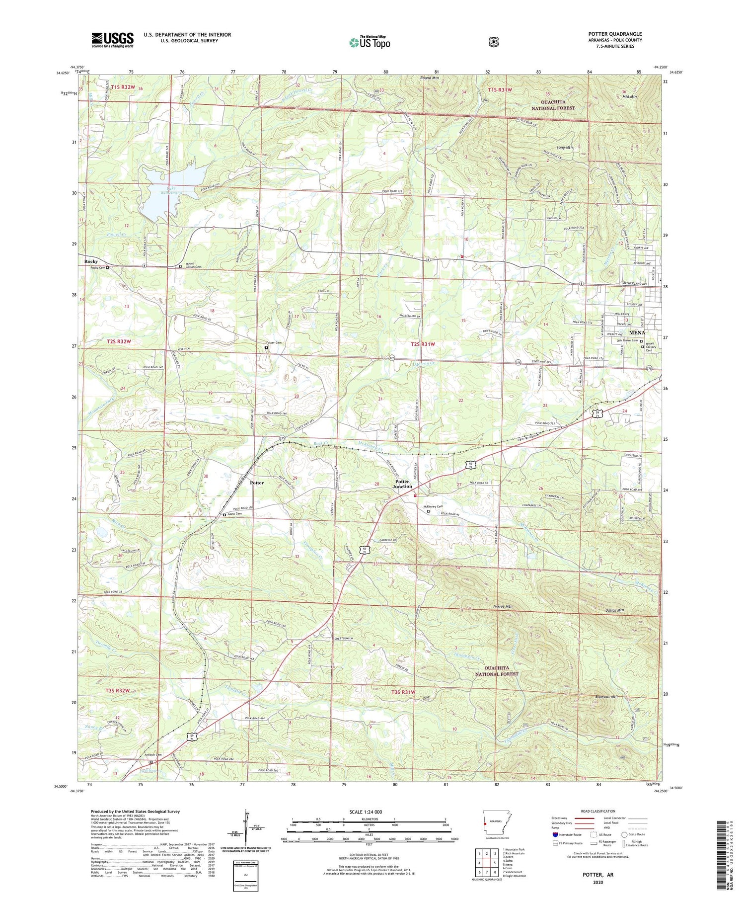 Potter Arkansas US Topo Map Image