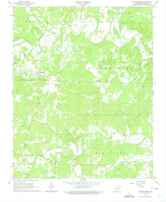 Classic USGS Poughkeepsie Arkansas 7.5'x7.5' Topo Map Image