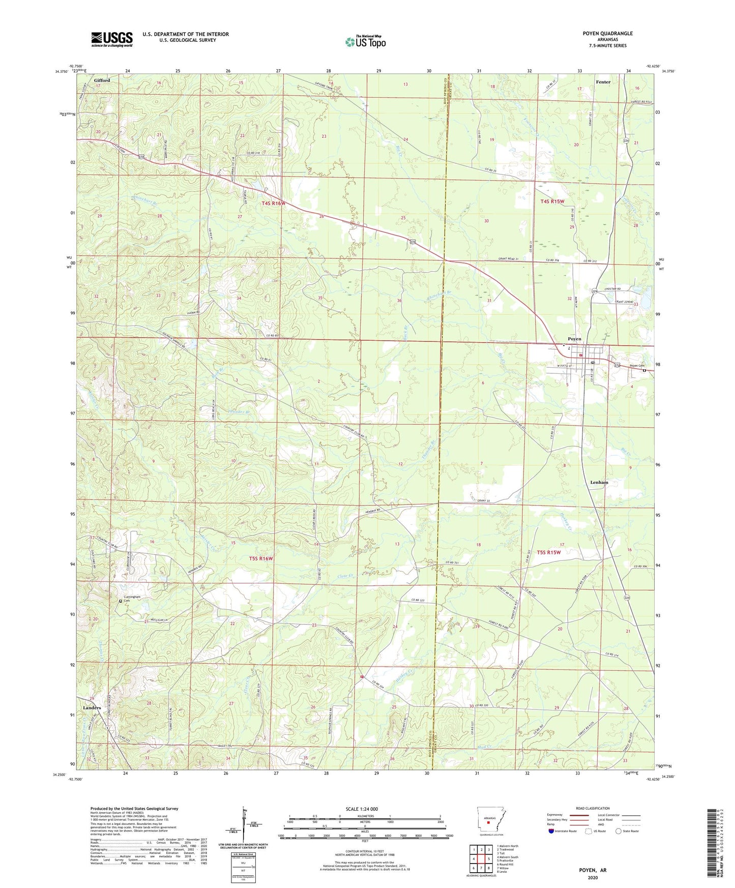 Poyen Arkansas US Topo Map Image