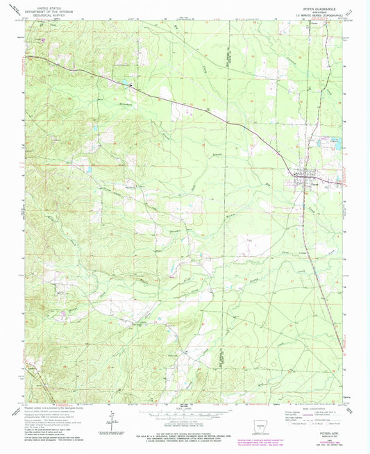 Classic USGS Poyen Arkansas 7.5'x7.5' Topo Map Image