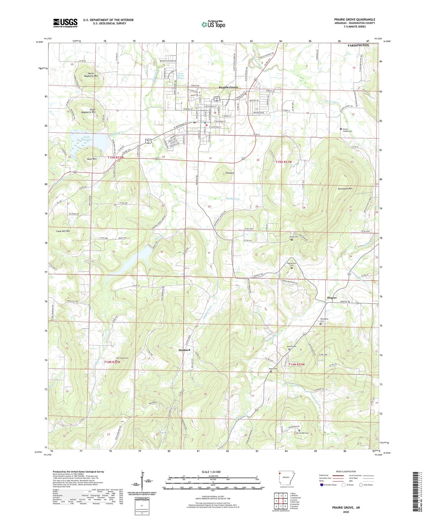 Prairie Grove Arkansas US Topo Map Image