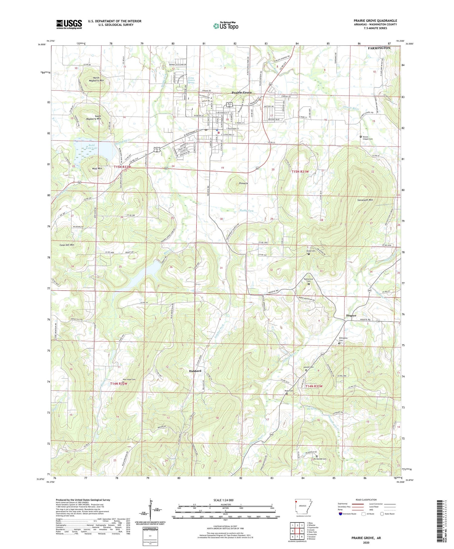 Prairie Grove Arkansas US Topo Map Image