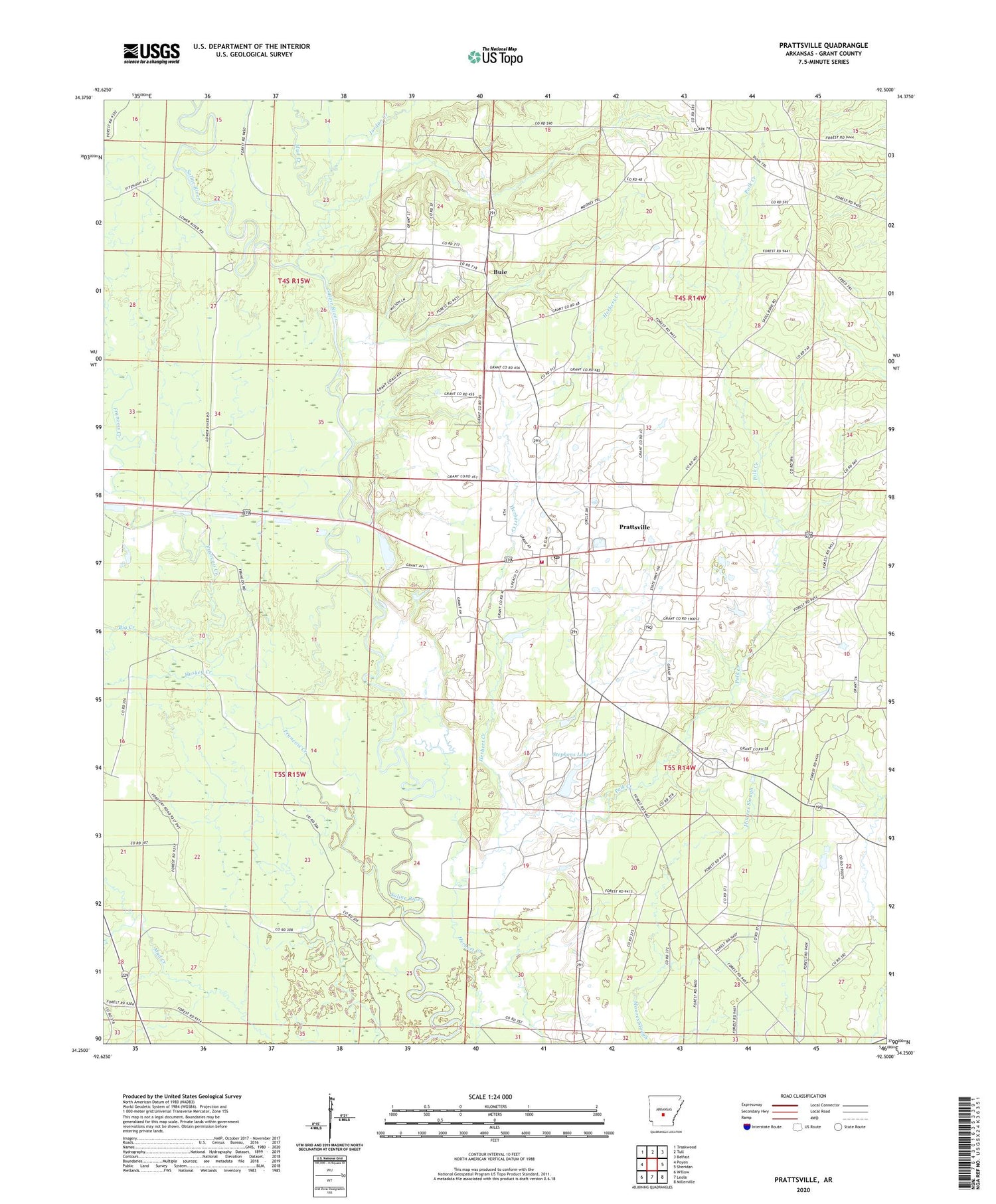 Prattsville Arkansas US Topo Map Image