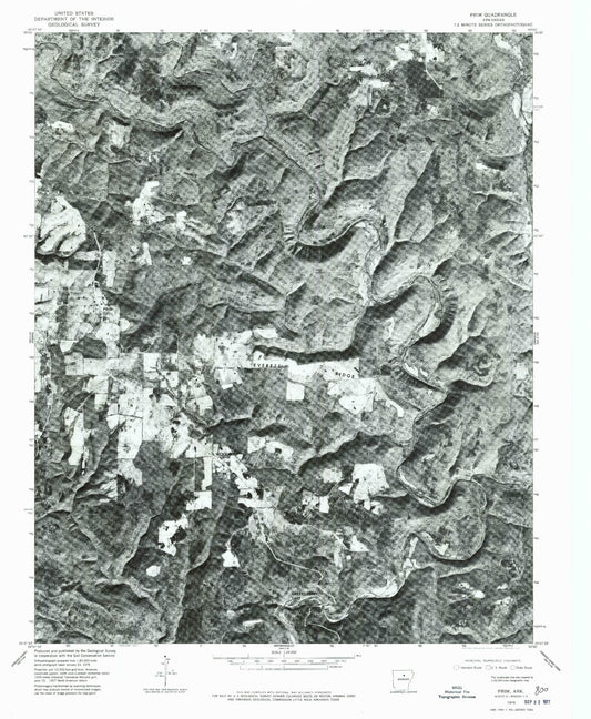 Classic USGS Prim Arkansas 7.5'x7.5' Topo Map Image