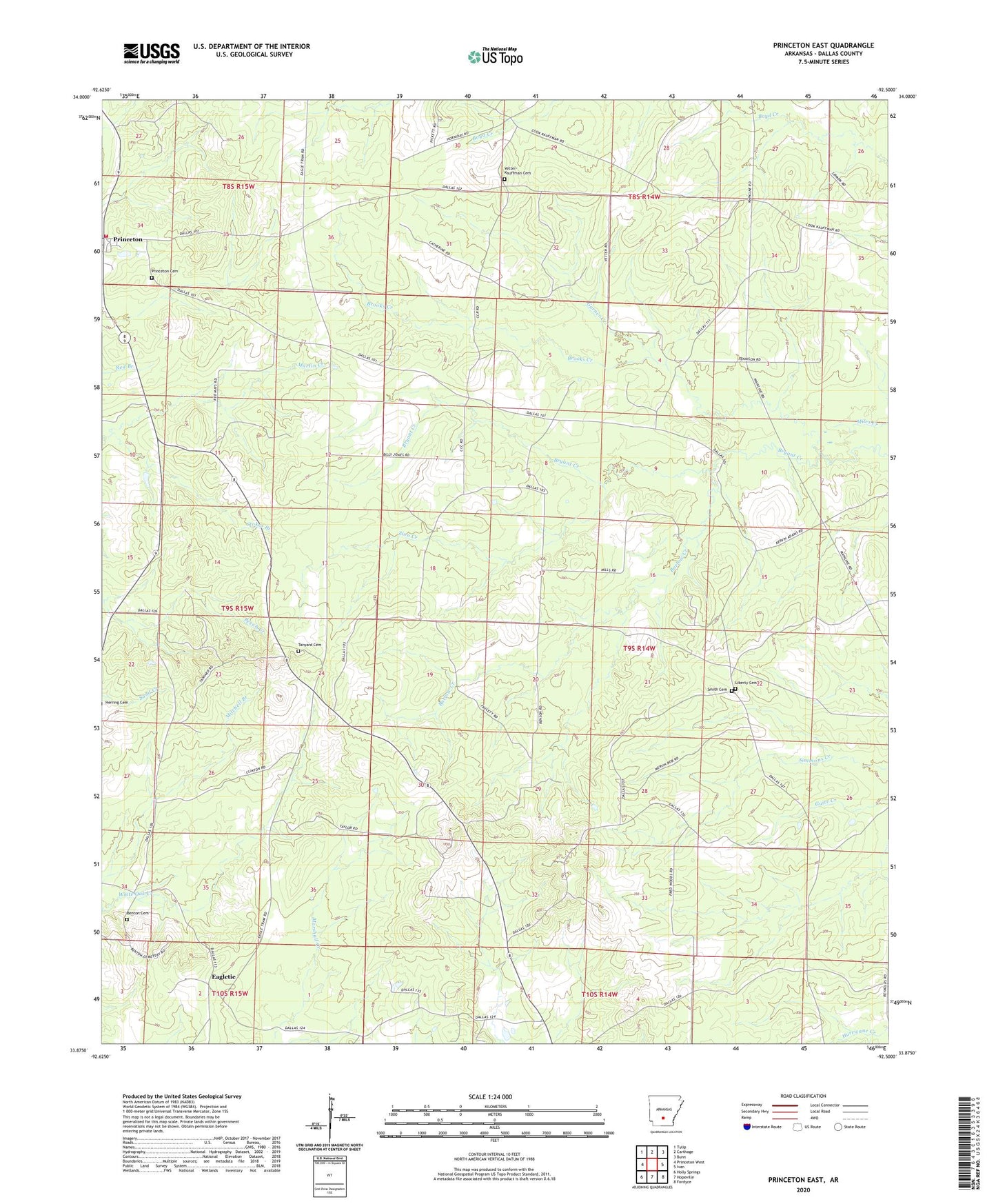 Princeton East Arkansas US Topo Map Image