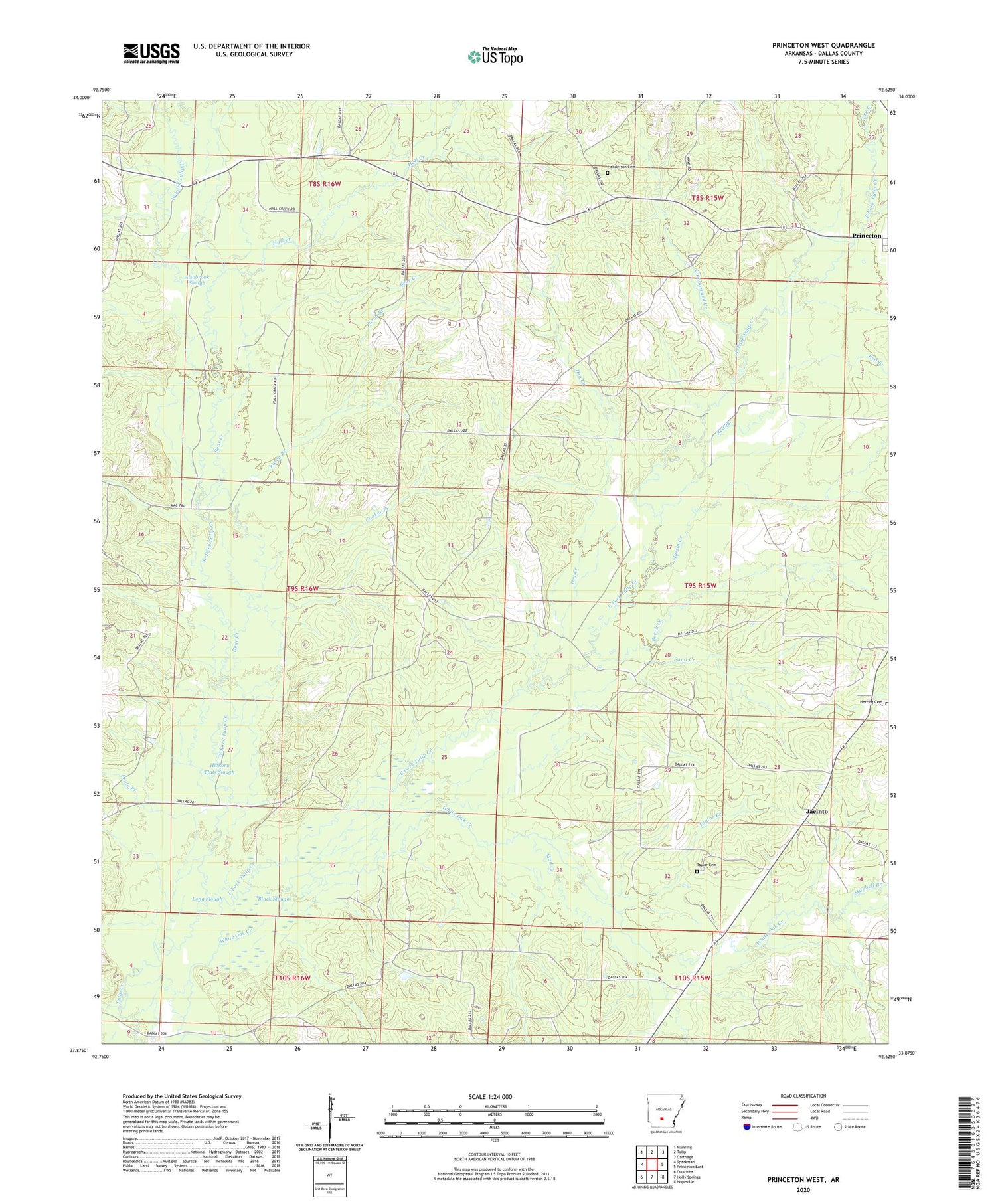 Princeton West Arkansas US Topo Map Image