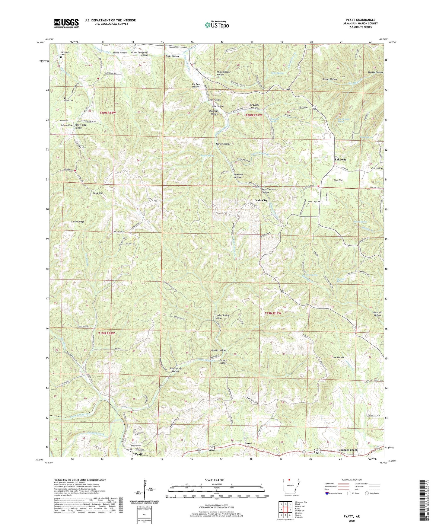 Pyatt Arkansas US Topo Map Image