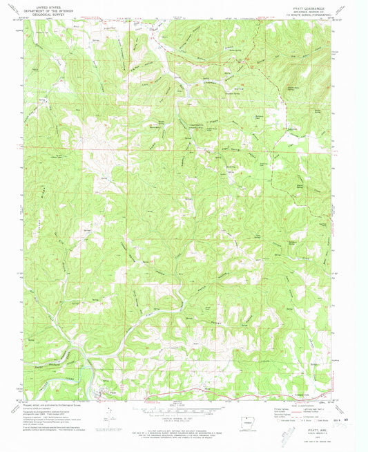 Classic USGS Pyatt Arkansas 7.5'x7.5' Topo Map Image