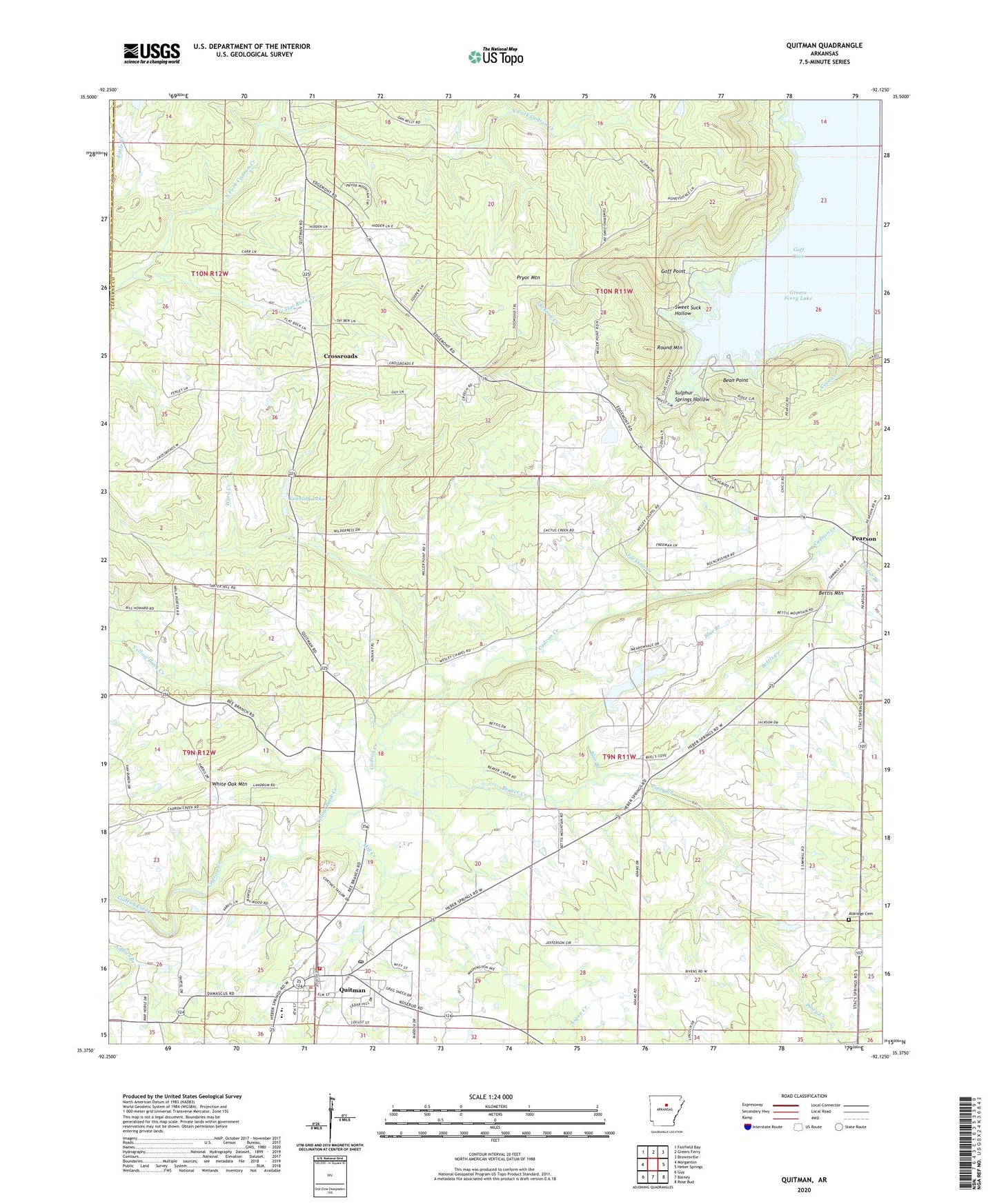 Quitman Arkansas US Topo Map Image
