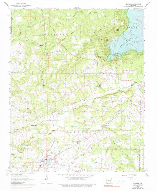 Classic USGS Quitman Arkansas 7.5'x7.5' Topo Map Image