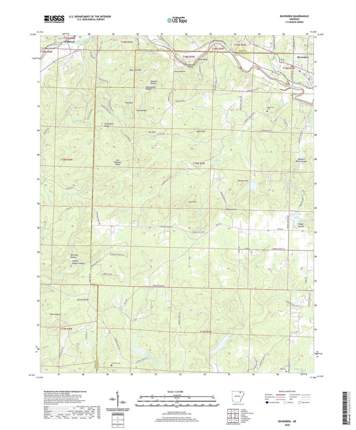Ravenden Arkansas US Topo Map Image