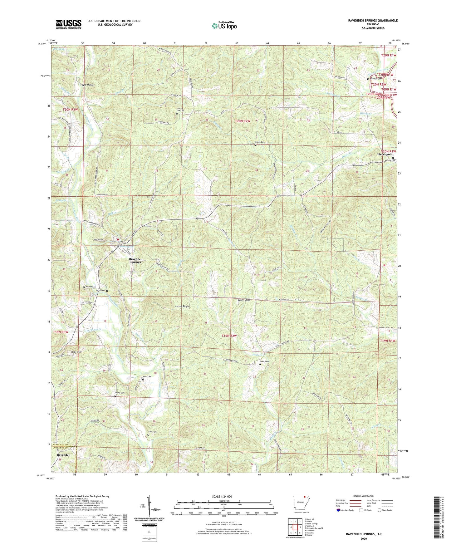 Ravenden Springs Arkansas US Topo Map Image