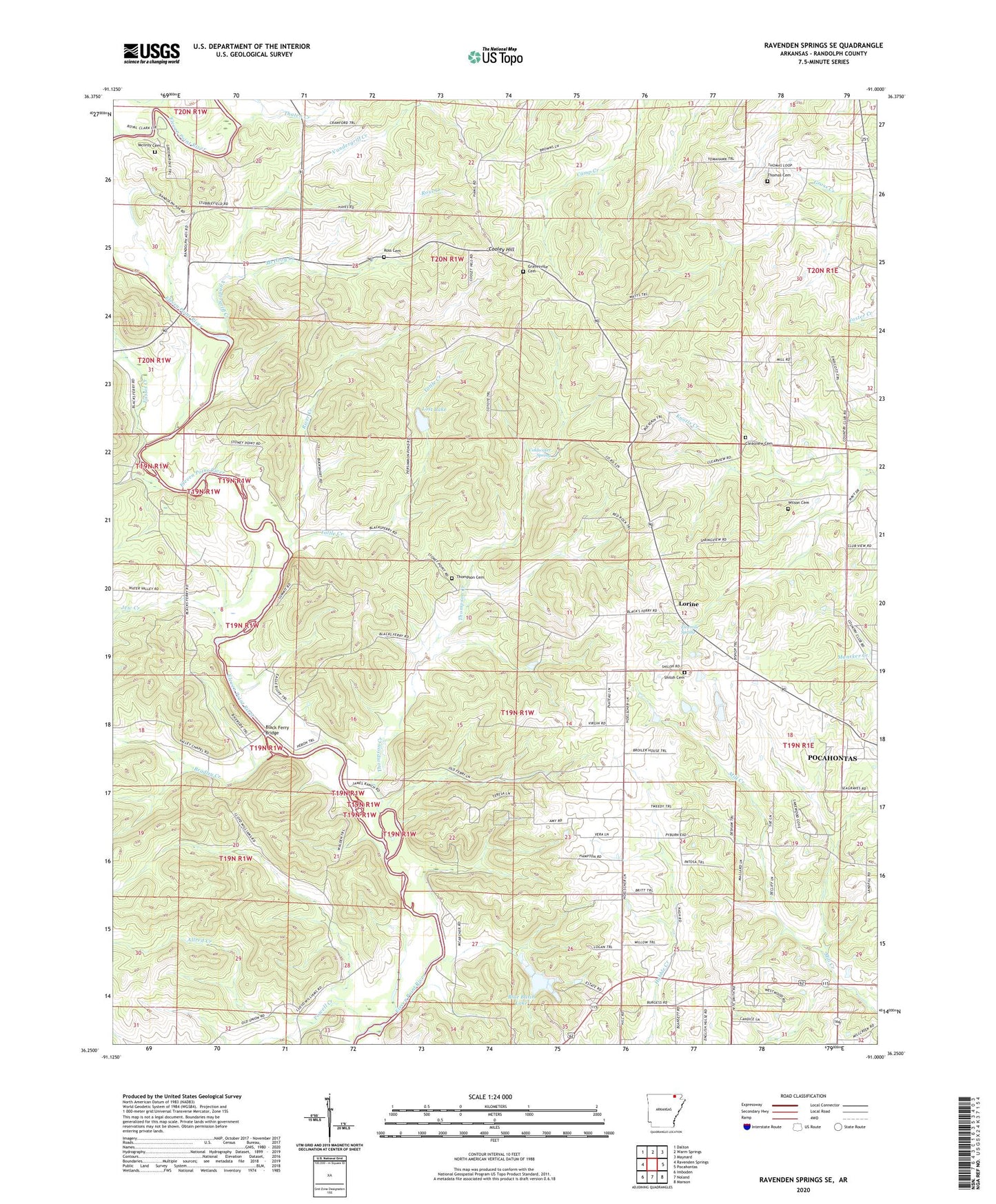 Ravenden Springs SE Arkansas US Topo Map Image