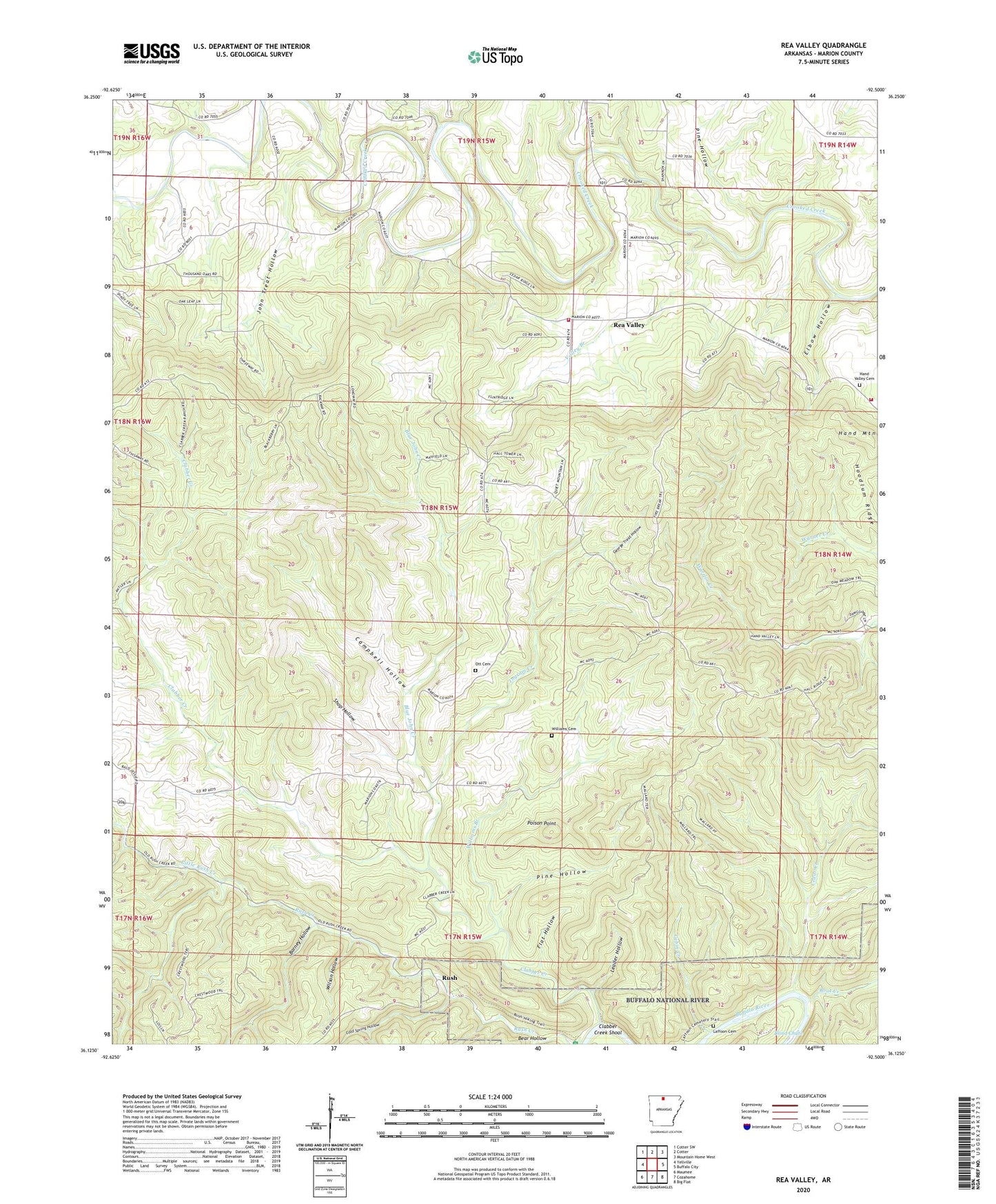 Rea Valley Arkansas US Topo Map Image