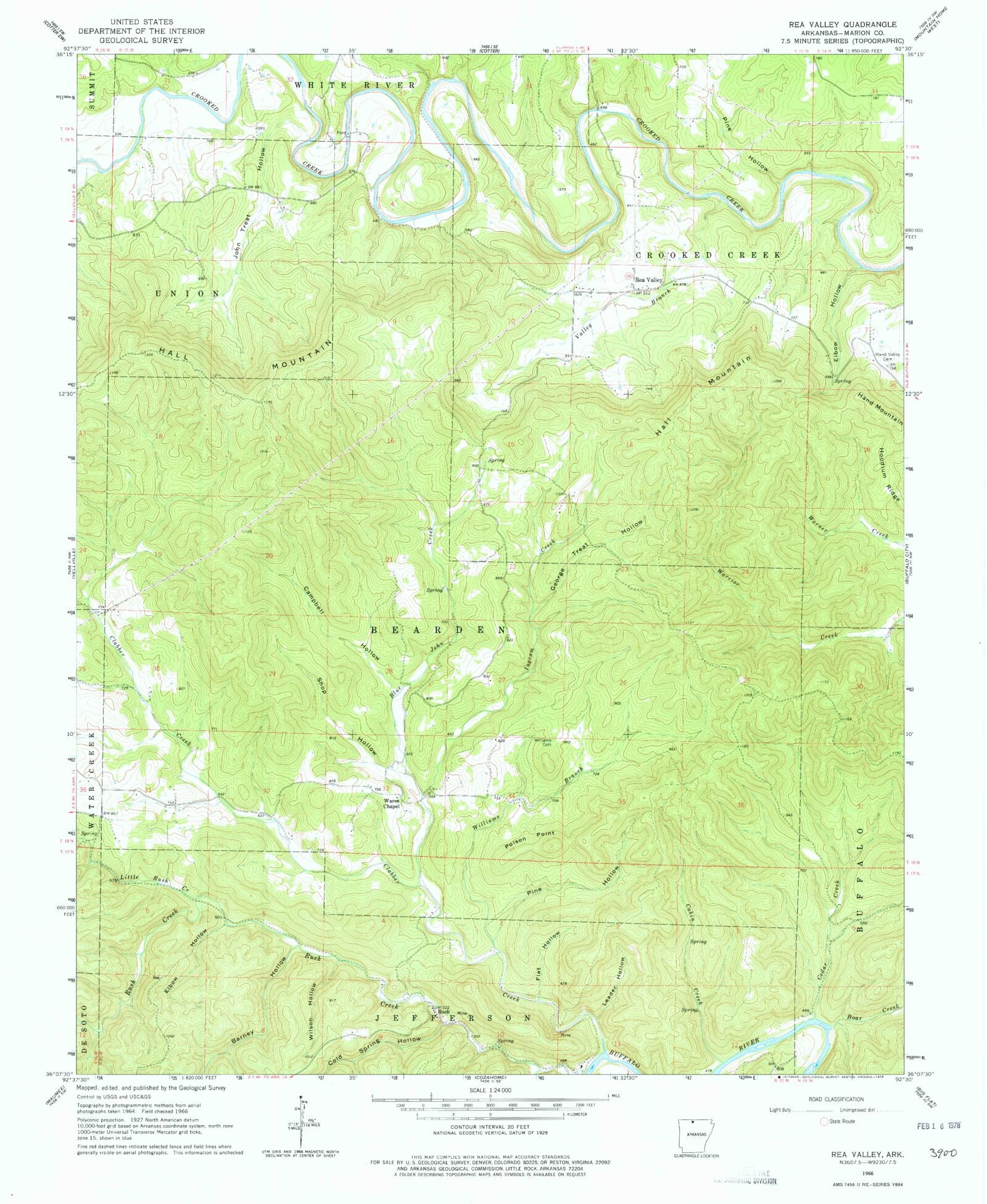 Classic USGS Rea Valley Arkansas 7.5'x7.5' Topo Map MyTopo Map Store