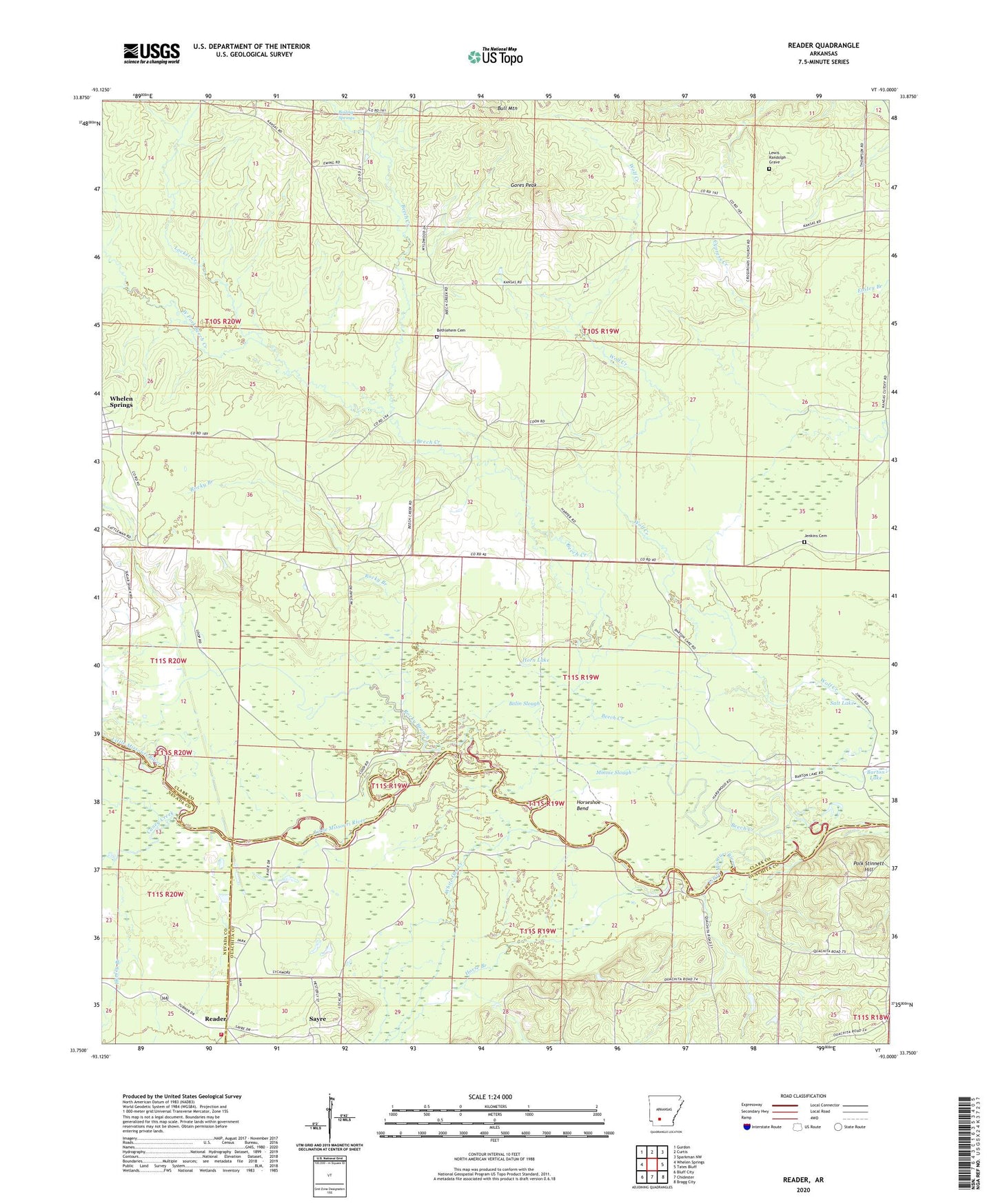 Reader Arkansas US Topo Map Image