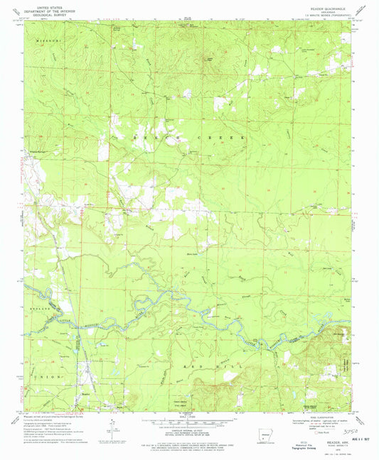 Classic USGS Reader Arkansas 7.5'x7.5' Topo Map Image