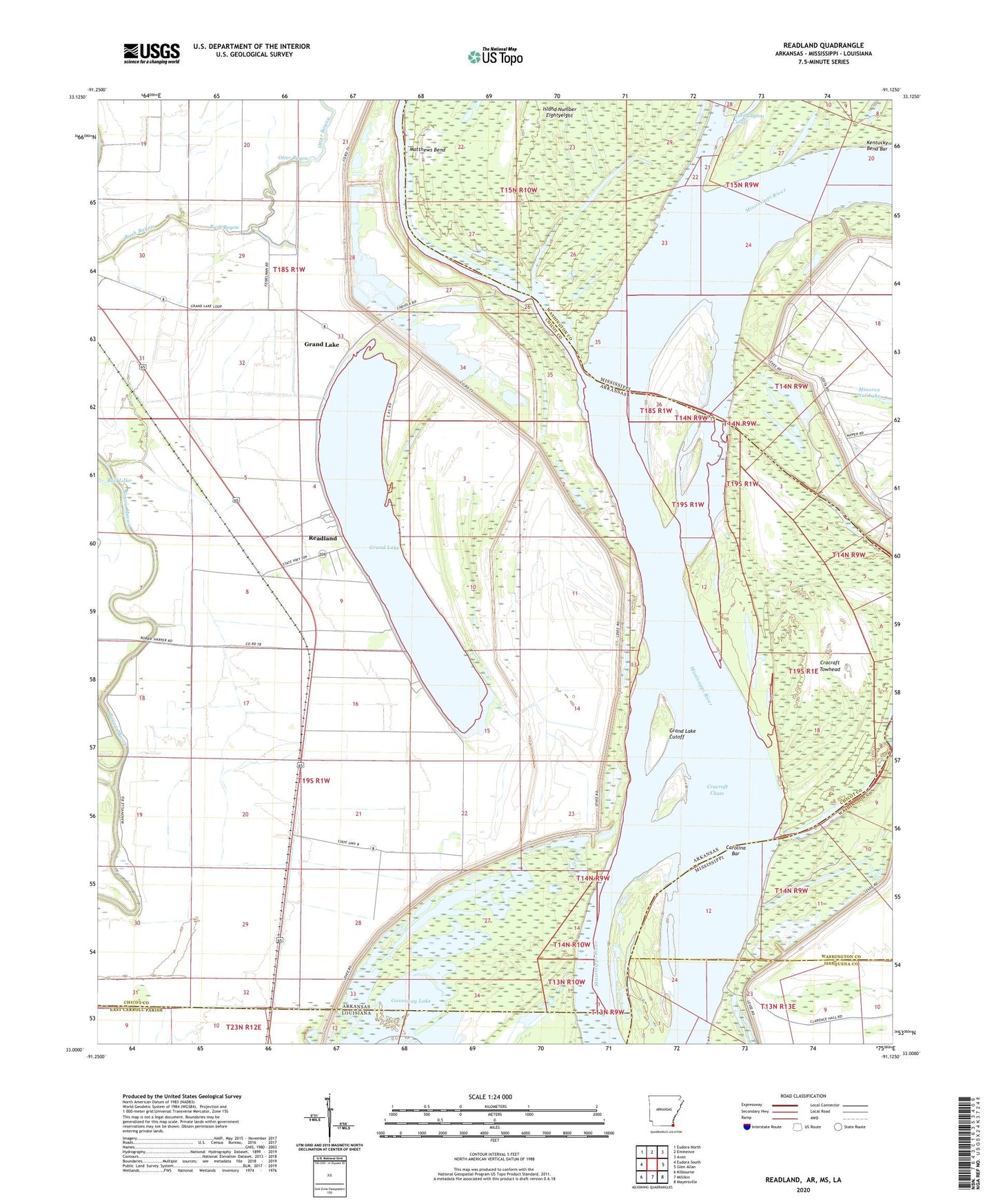 Readland Arkansas US Topo Map Image