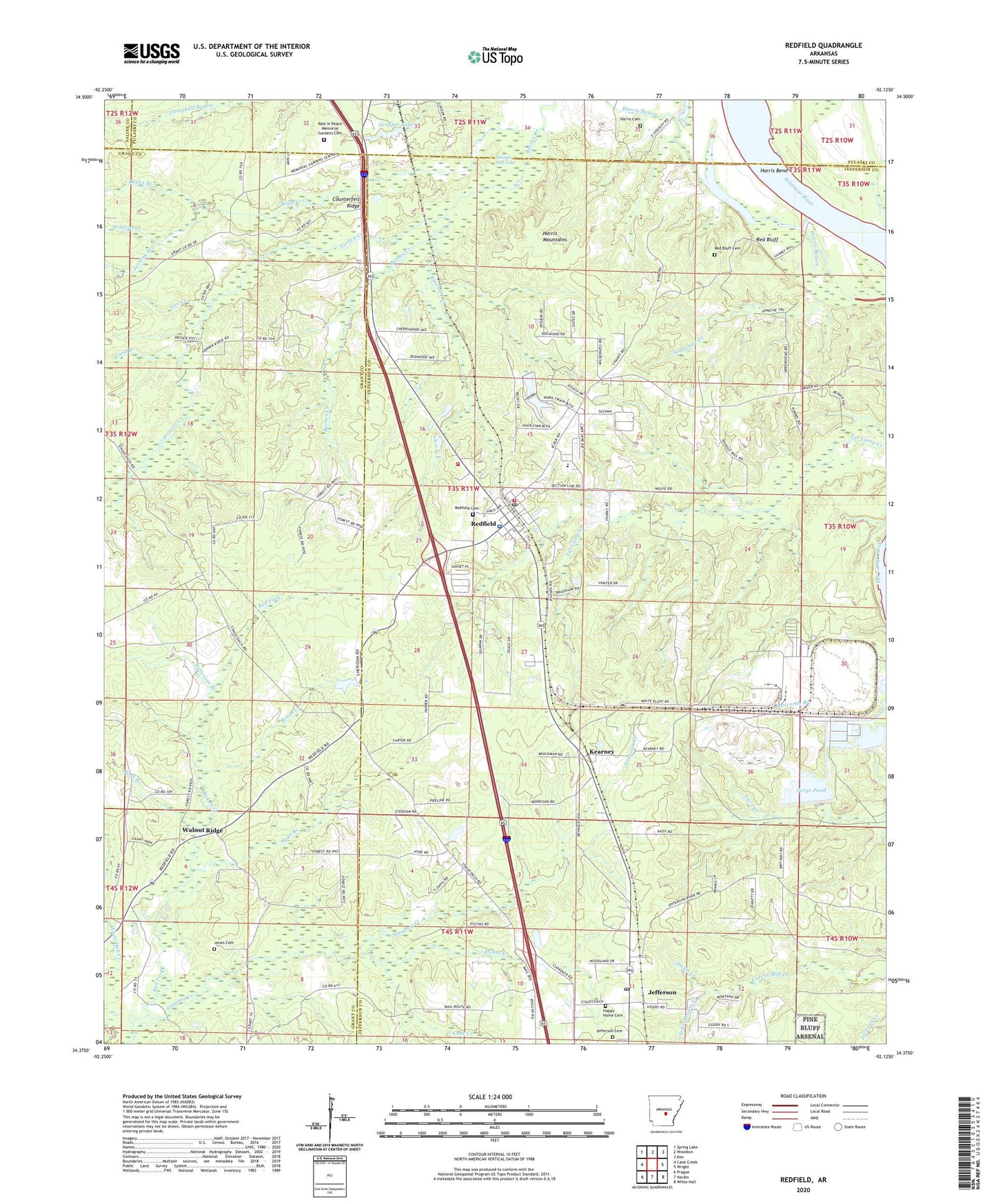 Redfield Arkansas US Topo Map Image