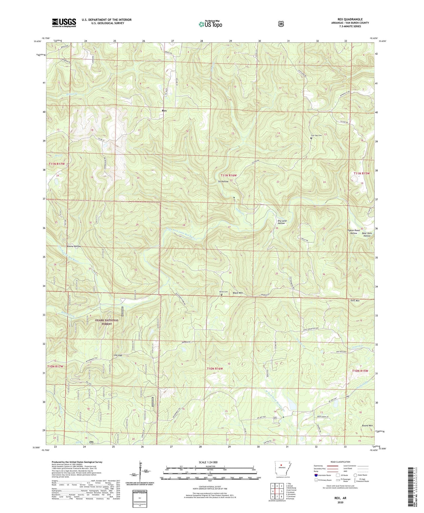 Rex Arkansas US Topo Map Image