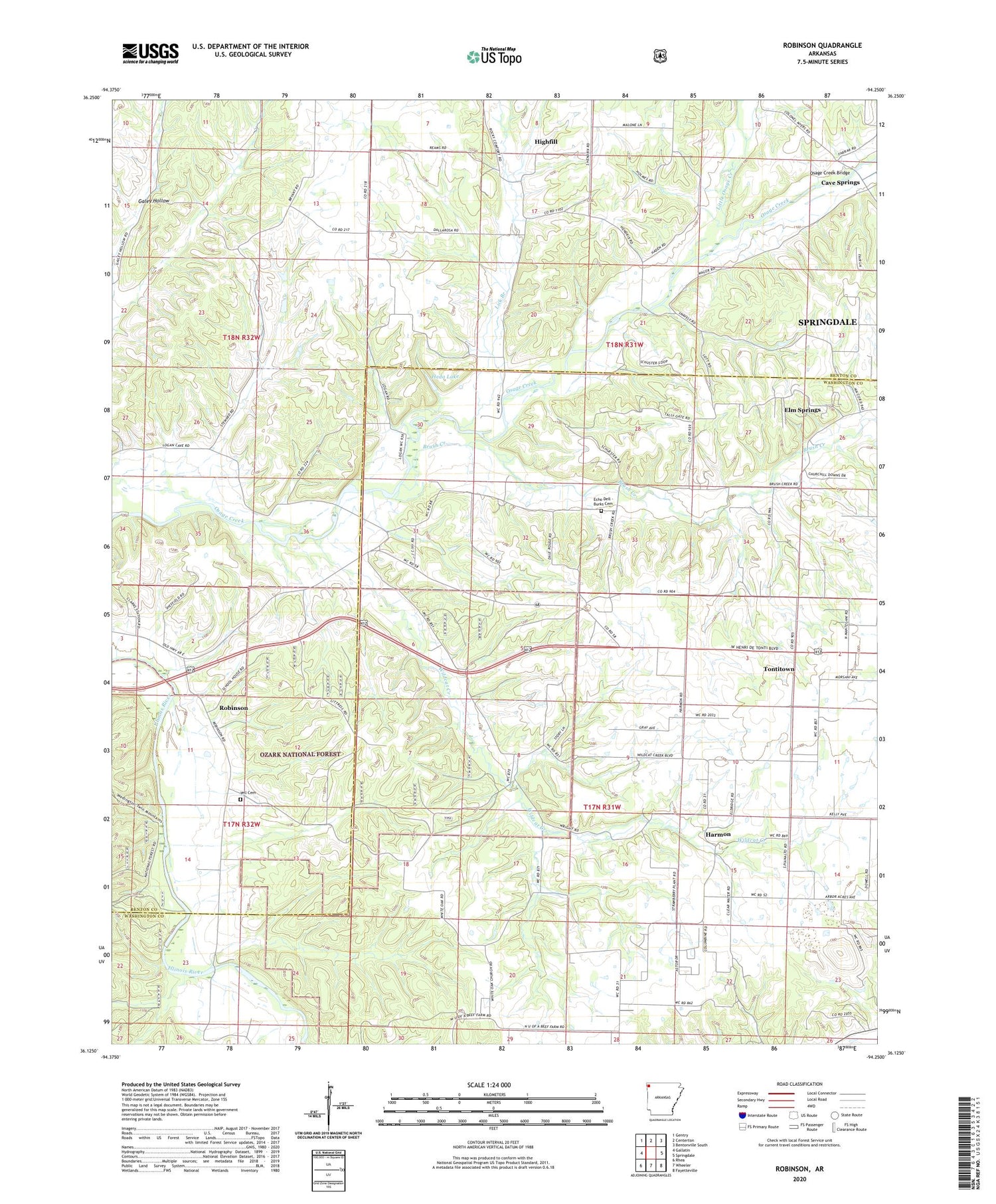 Robinson Arkansas US Topo Map Image