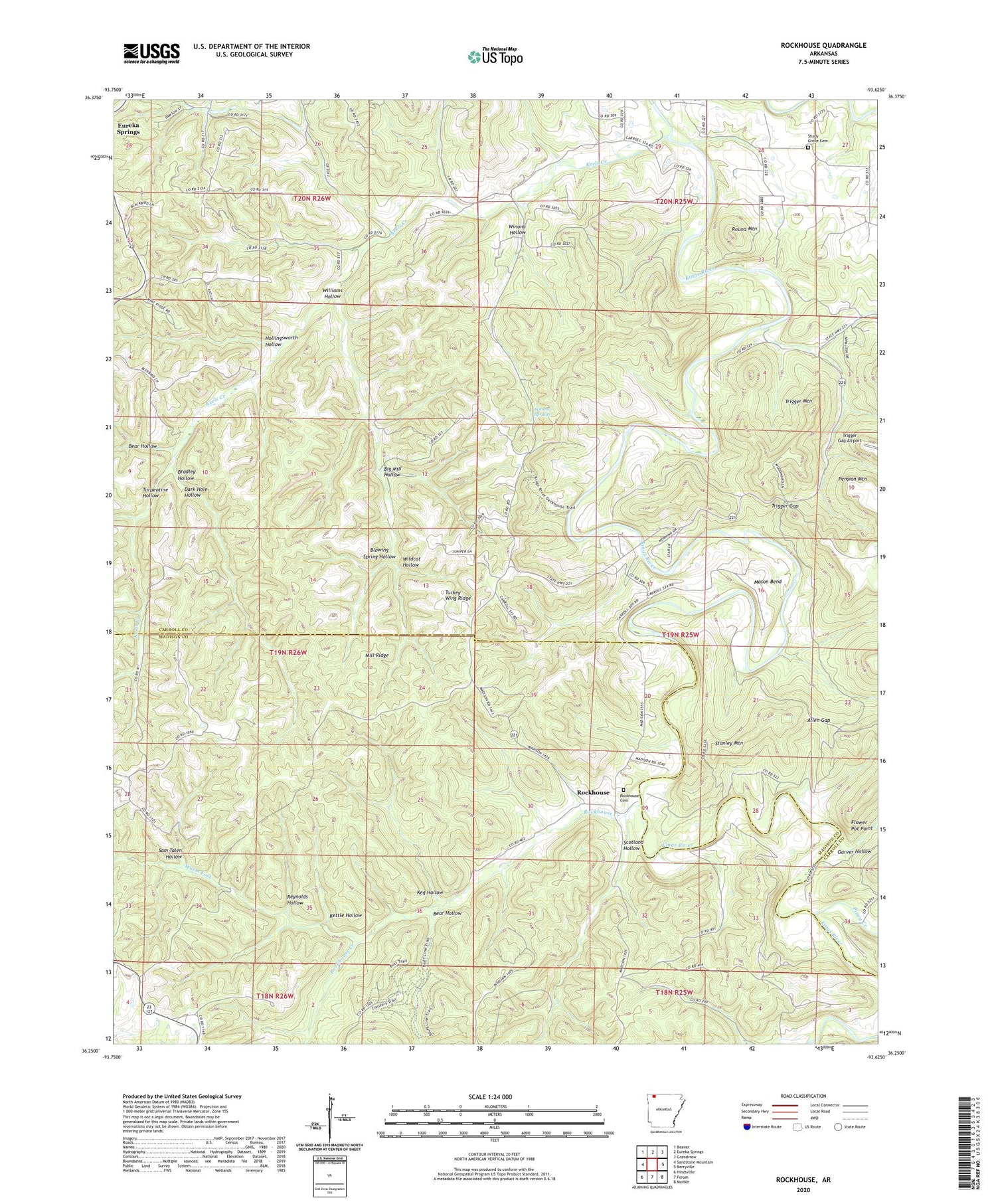 Rockhouse Arkansas US Topo Map Image