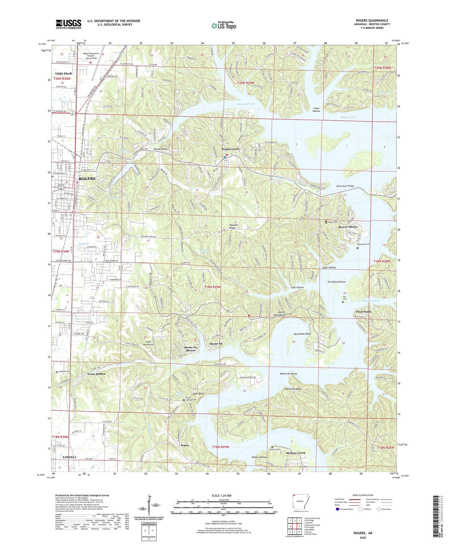 Rogers Arkansas US Topo Map Image