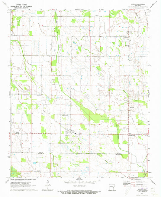 Classic USGS Rondo Arkansas 7.5'x7.5' Topo Map Image