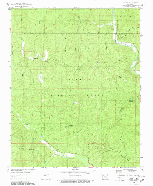 Classic USGS Rosetta Arkansas 7.5'x7.5' Topo Map Image