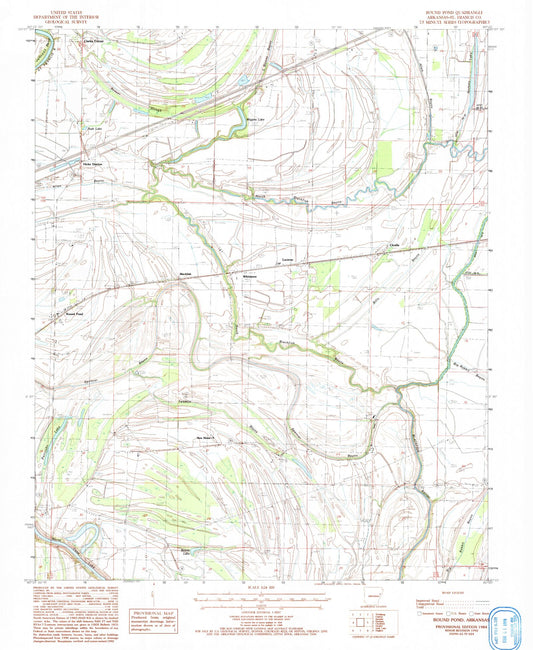 Classic USGS Round Pond Arkansas 7.5'x7.5' Topo Map Image