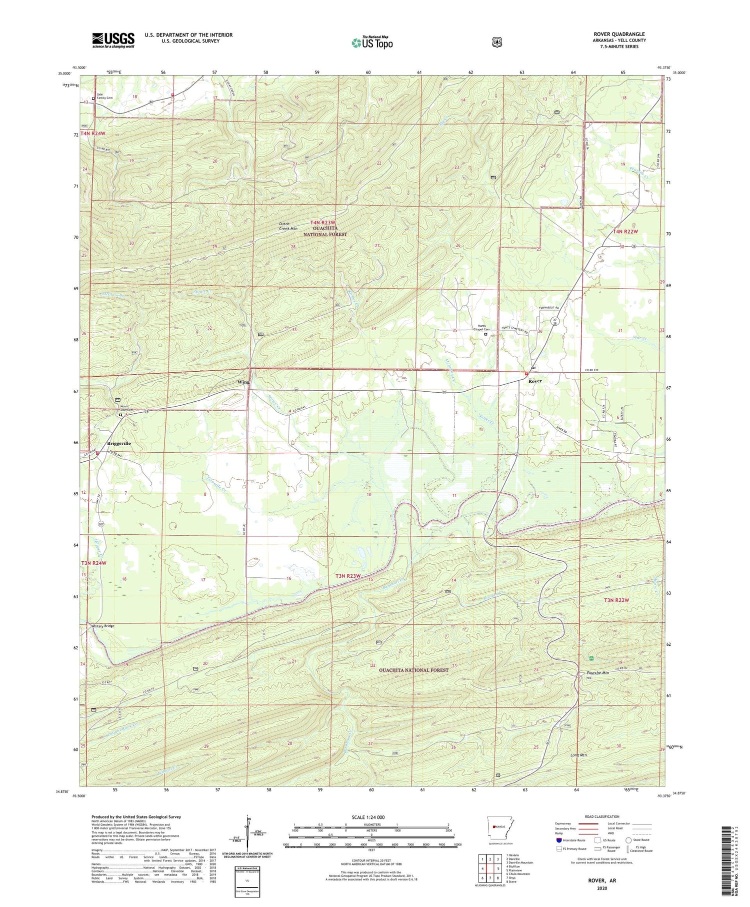 Rover Arkansas US Topo Map Image