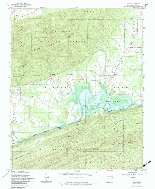 Classic USGS Rover Arkansas 7.5'x7.5' Topo Map Image