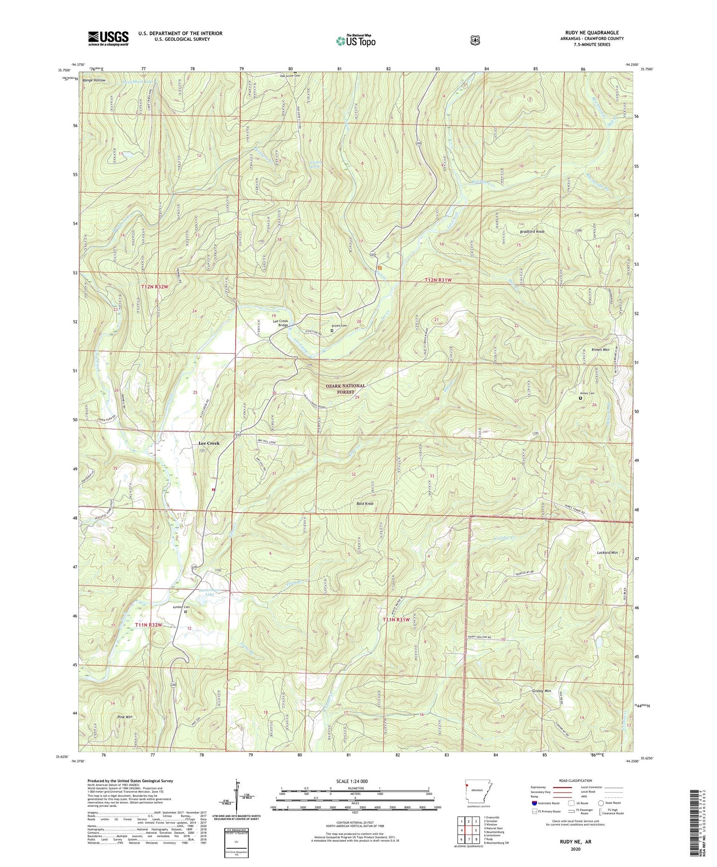 Rudy NE Arkansas US Topo Map Image
