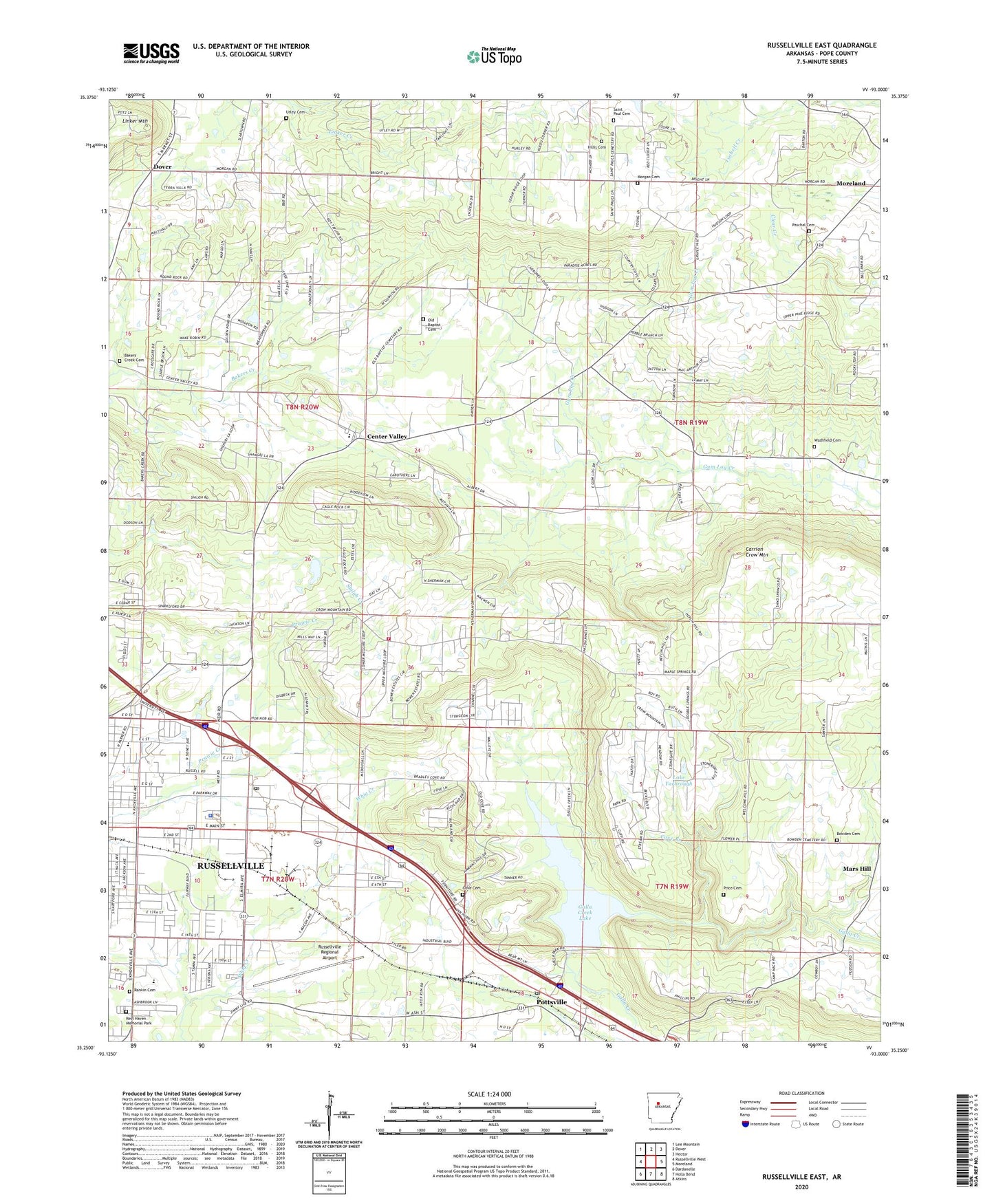 Russellville East Arkansas US Topo Map Image