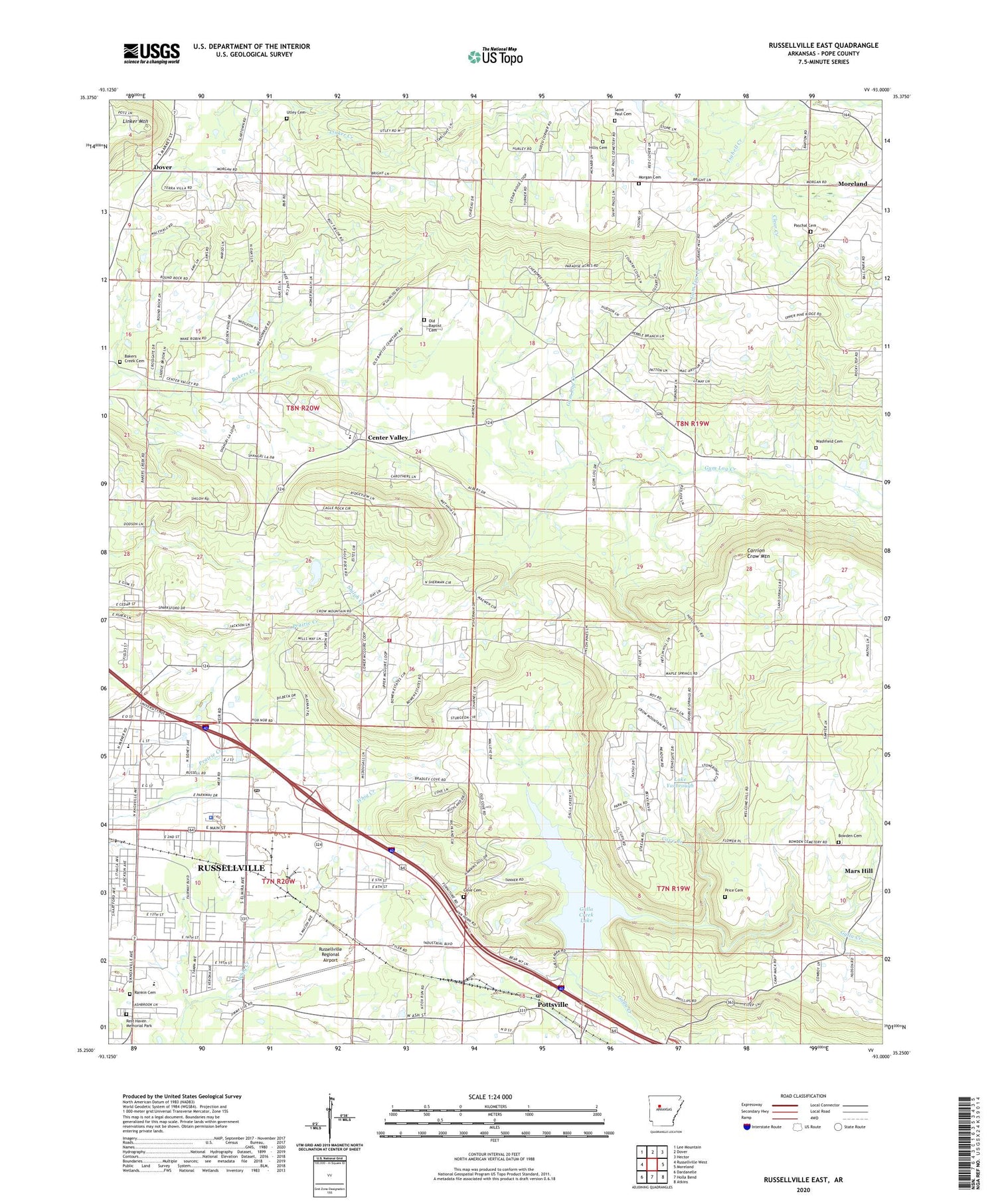 Russellville East Arkansas US Topo Map Image