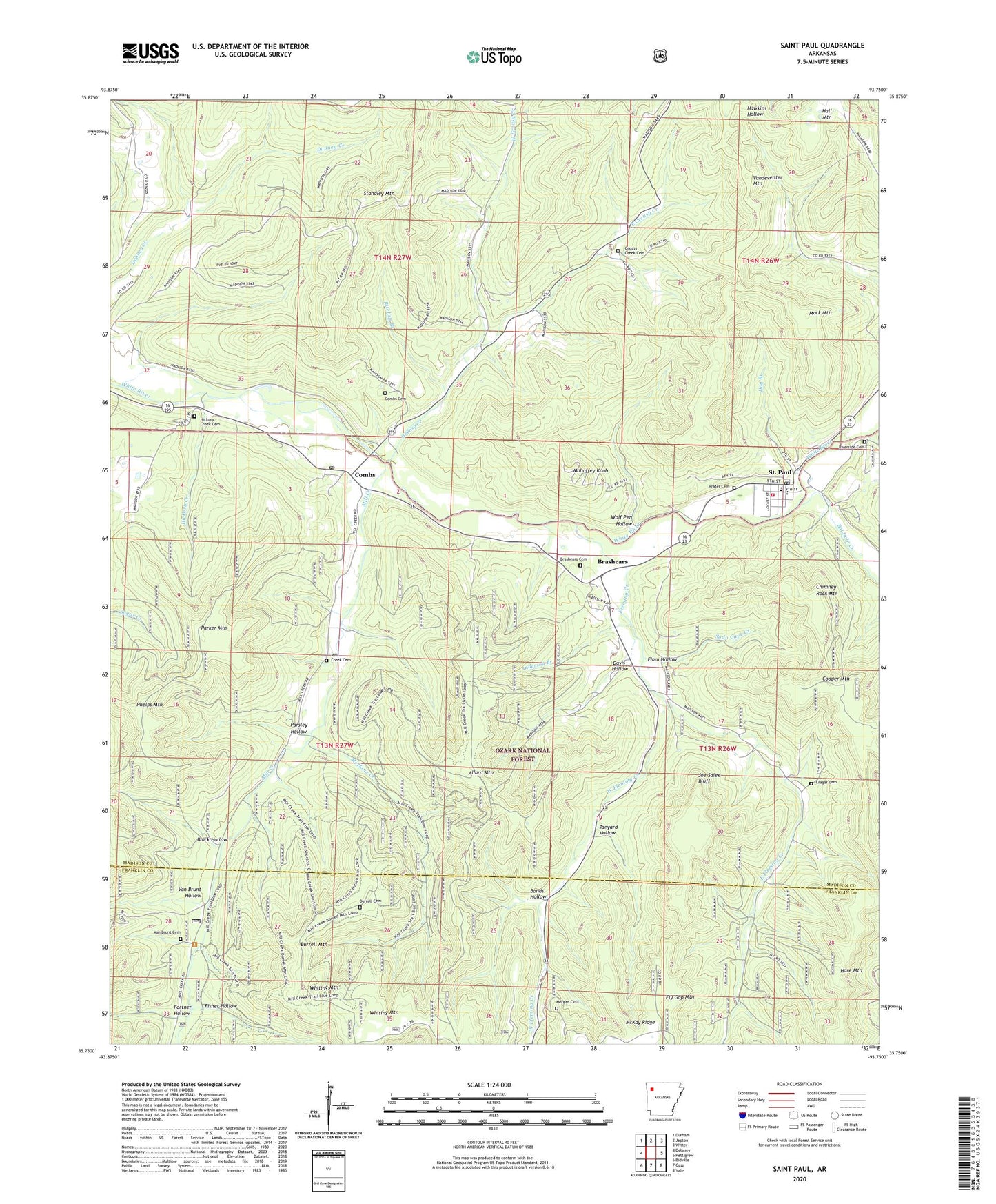 Saint Paul Arkansas US Topo Map Image