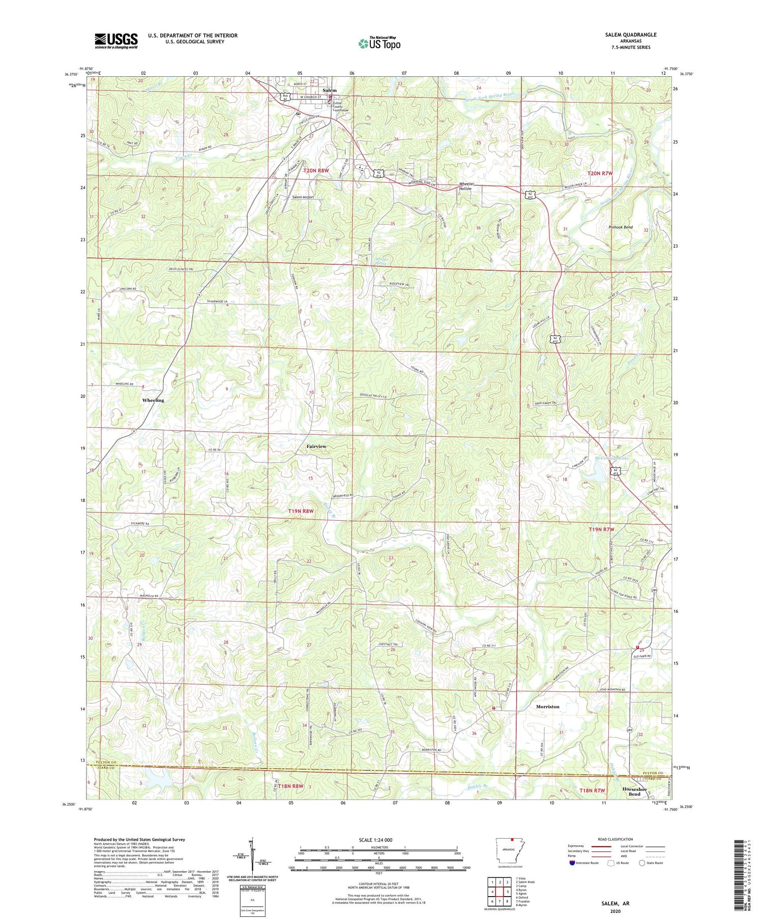 Salem Arkansas US Topo Map Image