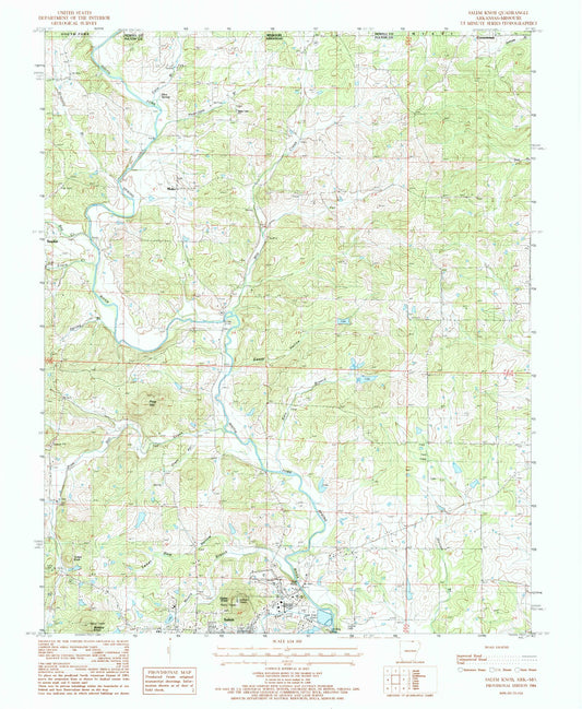 Classic USGS Salem Knob Arkansas 7.5'x7.5' Topo Map Image