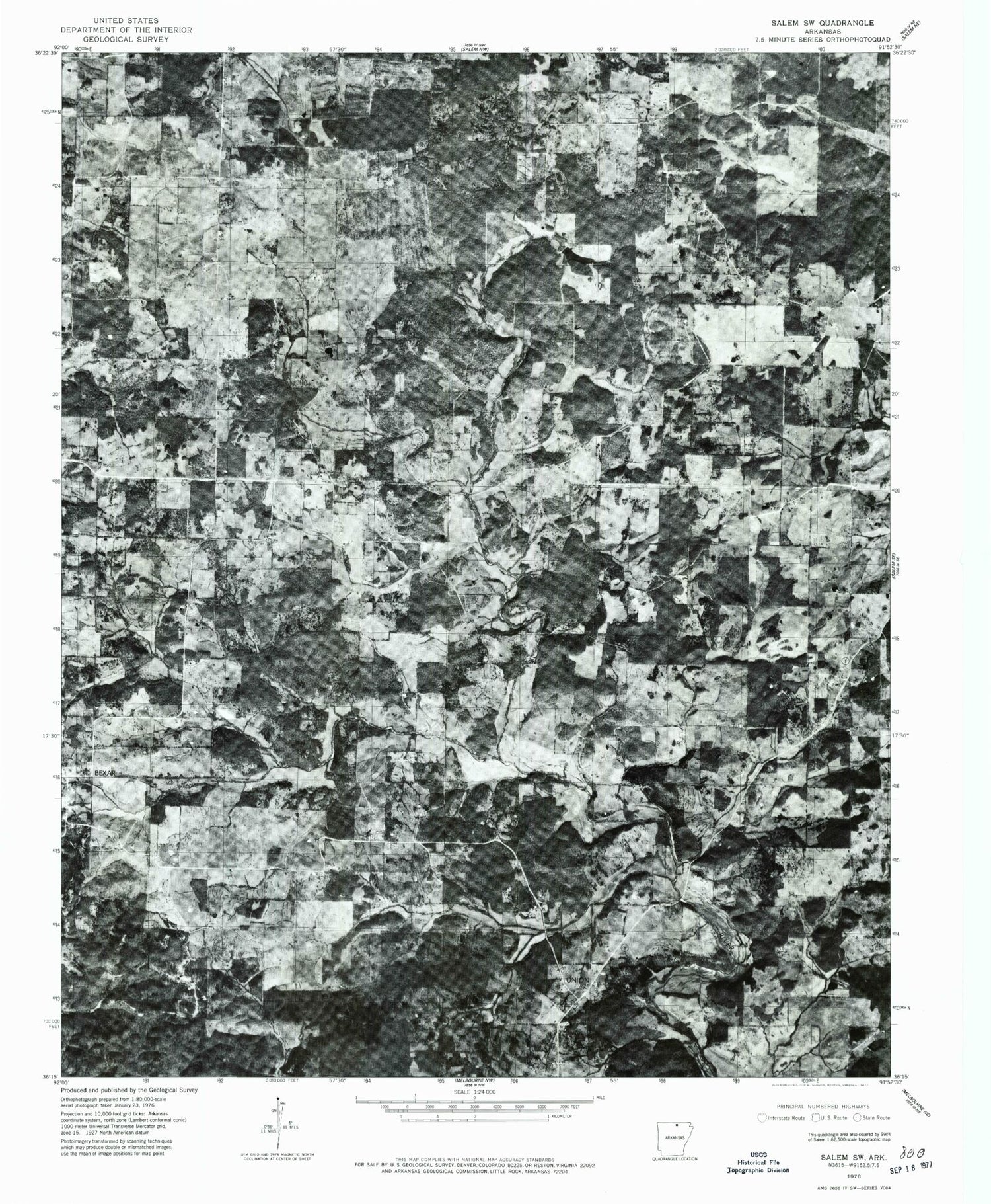 Classic USGS Byron Arkansas 7.5'x7.5' Topo Map Image