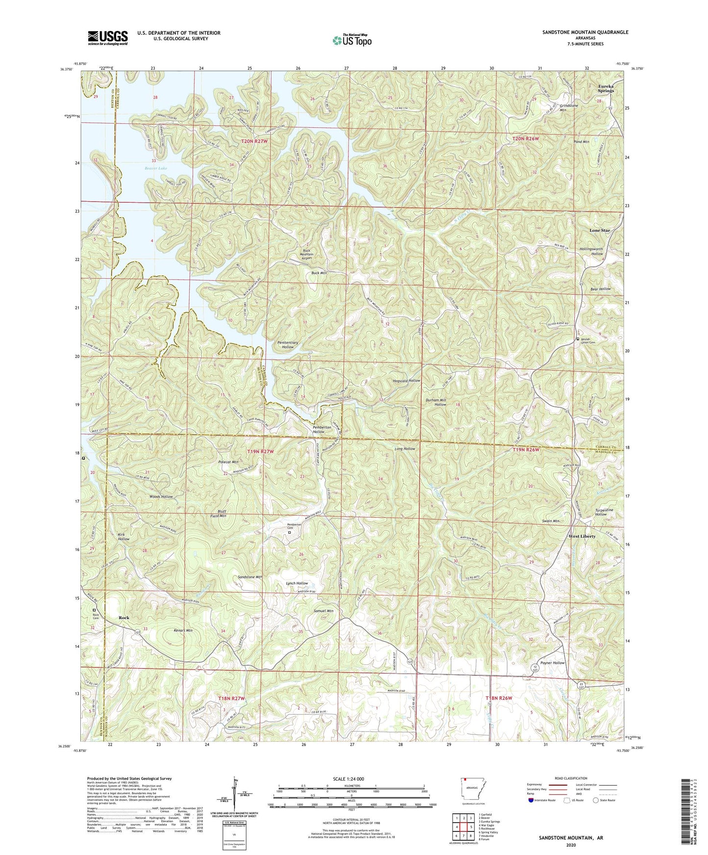 Sandstone Mountain Arkansas US Topo Map Image