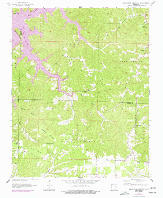 Classic USGS Sandstone Mountain Arkansas 7.5'x7.5' Topo Map Image