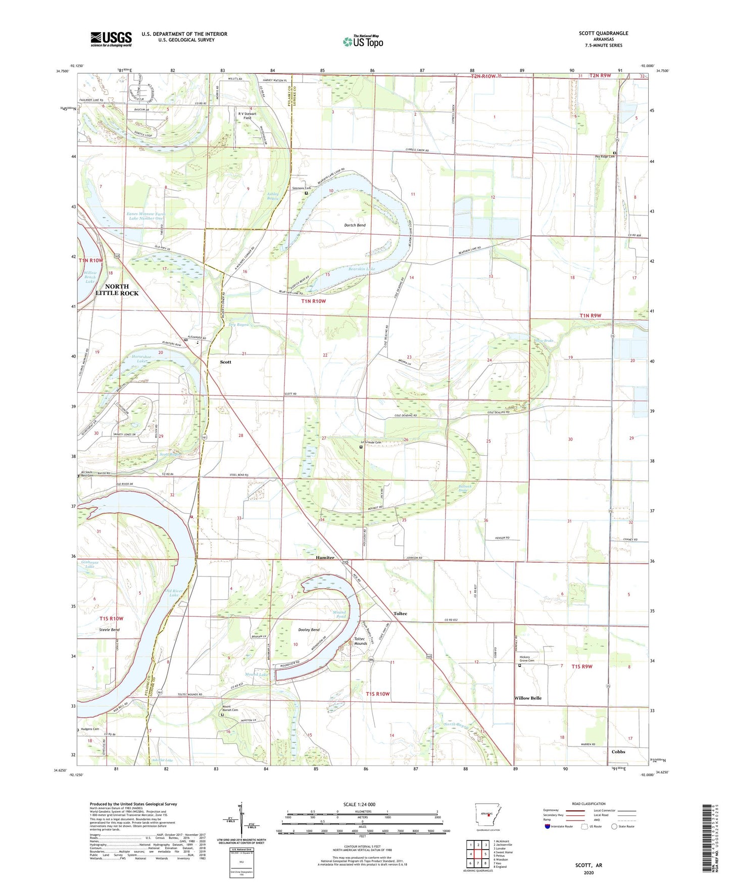 Scott Arkansas US Topo Map Image