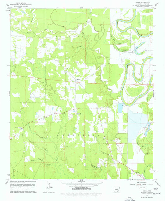 Classic USGS Selma Arkansas 7.5'x7.5' Topo Map Image