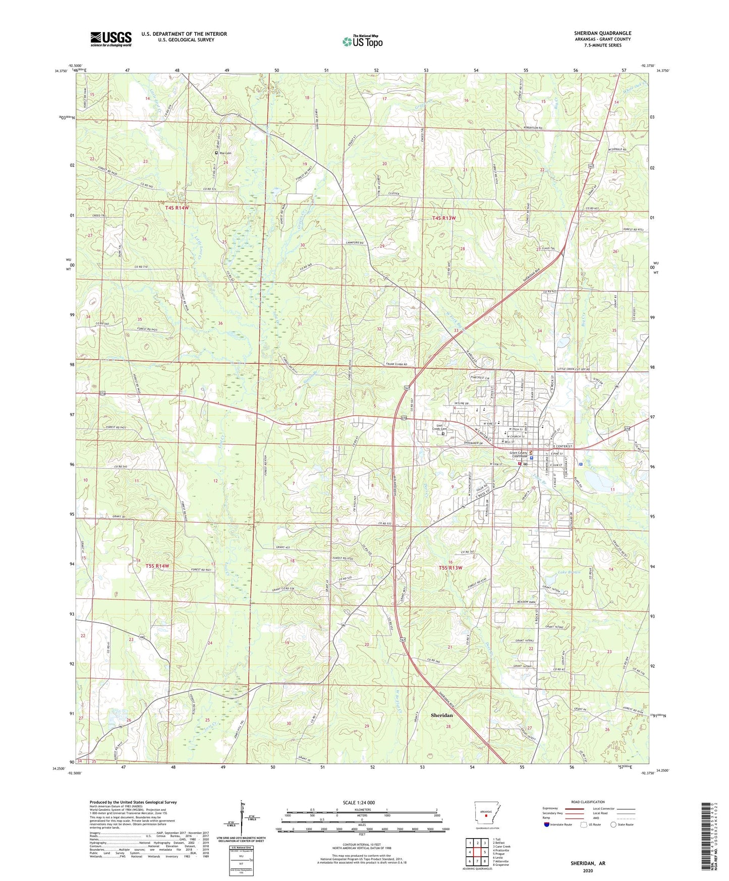 Sheridan Arkansas US Topo Map Image