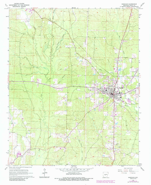 Classic USGS Sheridan Arkansas 7.5'x7.5' Topo Map Image