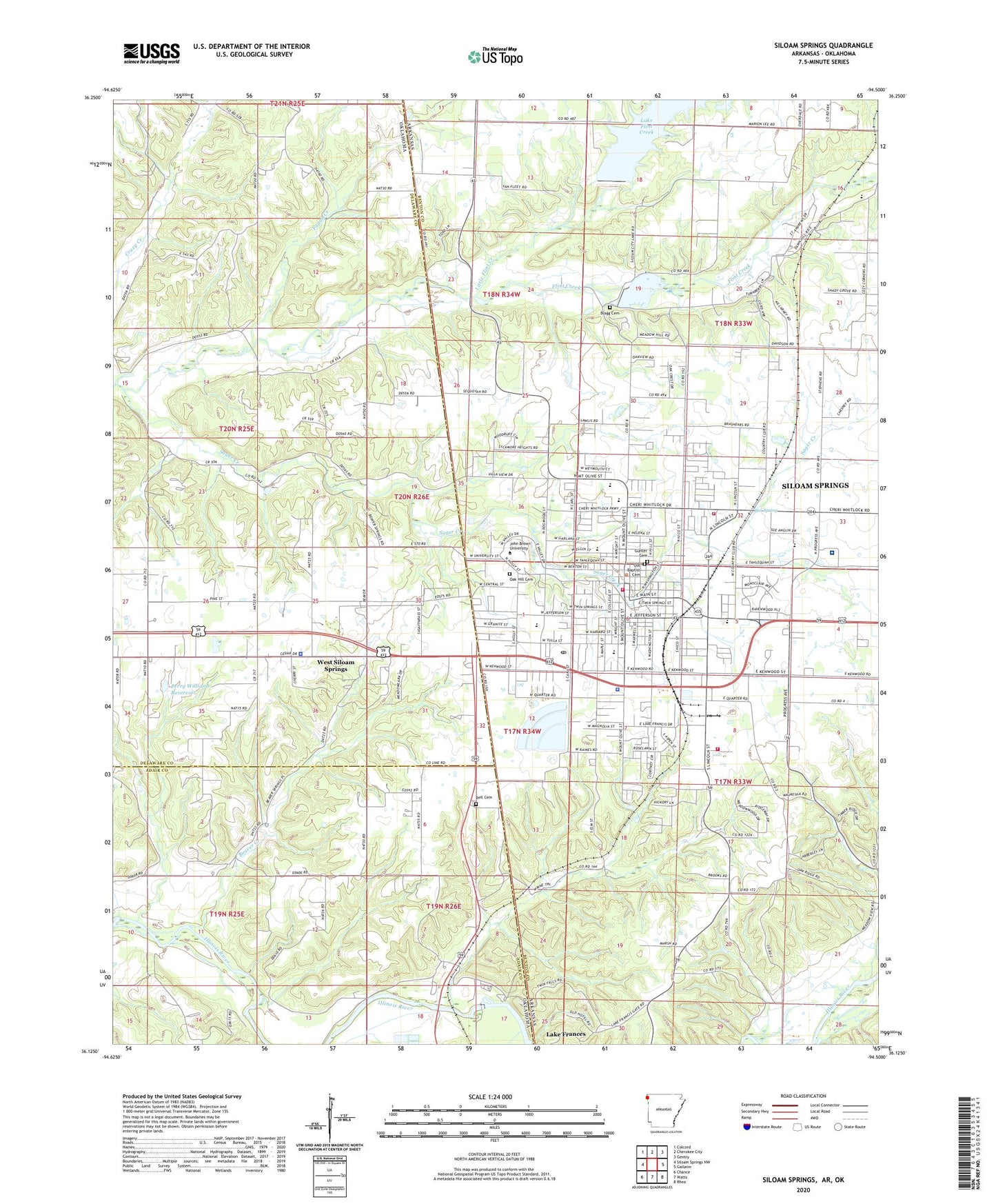 Siloam Springs Arkansas US Topo Map Image
